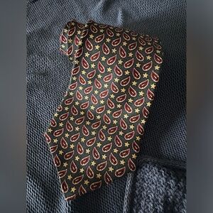 Tommy Hilfiger Vintage Silk Tie Burgundy Paisley Stars Americana Preppy